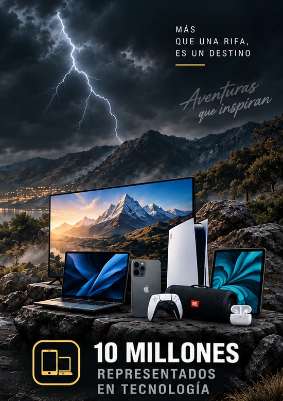 10 millones representados en tecnología: TV, laptop, celular, PS5, tablet — Proyecto Tormenta